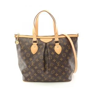 LOUIS VUITTON Palermo PM Handbag Coated Canvas Leather Monogram Women's Brown
